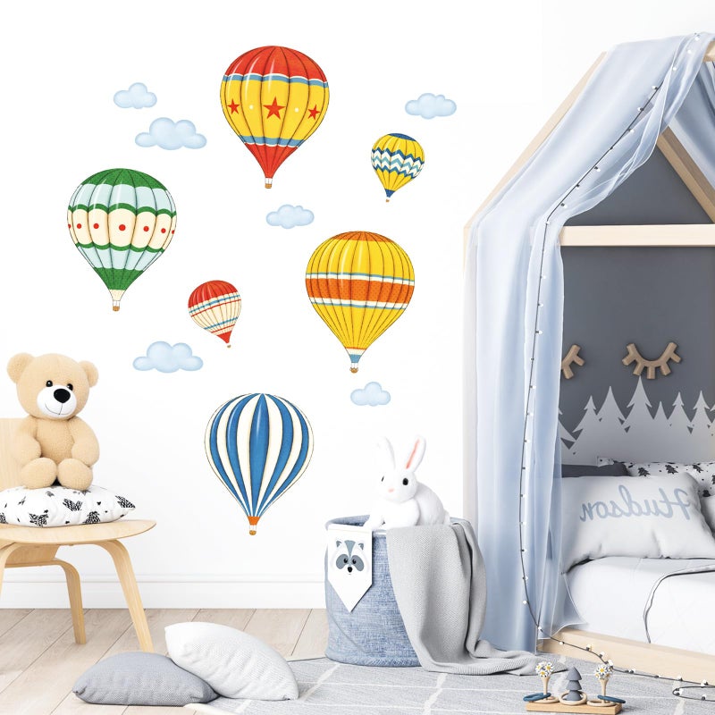 DECOWALL DS-8011 Colourful Hot Air Balloons Kids Wall Stickers Wall Decals Peel and Stick Removable Wall Stickers for Kids Nursery Bedroom Living Room (Small) d?cor - Image 2